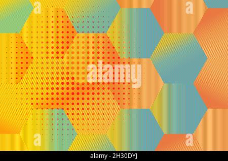 Vector Abstract Half-Tone colourful shapes on shaded Backgrounds Stock Vector