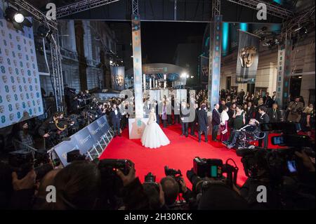 Guests attend the EE British Academy Film Awards 2015, at the Royal Opera House, Covent Garden - London Stock Photo