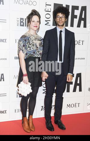 Richard Ayoade and wife Lydia Fox attending the MOET British Independent Film Awards 2015, at Billingsgate Market, London Stock Photo