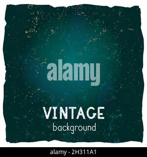 Vector vintage background with torn edges. Grunge texture of old paper. Blue and green color. Stock Vector