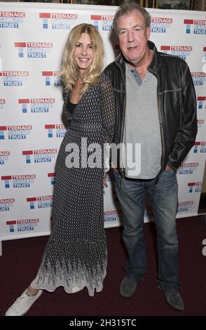 Jeremy Clarkson and Lisa Hogan backstage during the Teenage Cancer Trust annual concert series at the Royal Albert Hall, London. Picture date: Saturday 1st March 2017. Photo credit should read: DavidJensen/EMPICS Entertainment Stock Photo