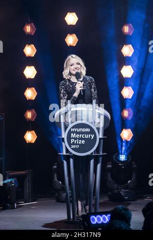 Lauren Laverne presents the 2017 Hyundai Mercury Music Prize ceremony at the Hammersmith Apollo, London. Picture date: Thursday September 14, 2017. Photo credit should read: David Jensen/EMPICS Entertainment Stock Photo