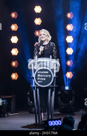 Lauren Laverne presents the 2017 Hyundai Mercury Music Prize ceremony at the Hammersmith Apollo, London. Picture date: Thursday September 14, 2017. Photo credit should read: David Jensen/EMPICS Entertainment Stock Photo