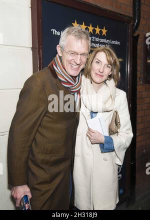 Jeremy Vine and guest attend the Beginning press night at the Ambassadors Theatre, London. Picture date: Tuesday 23rd January 2018.  Photo credit should read:  David Jensen/ EMPICS Entertainment Stock Photo