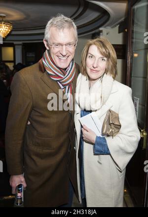 Jeremy Vine and guest attend the Beginning press night at the Ambassadors Theatre, London. Picture date: Tuesday 23rd January 2018.  Photo credit should read:  David Jensen/ EMPICS Entertainment Stock Photo