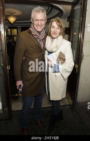 Jeremy Vine and guest attend the Beginning press night at the Ambassadors Theatre, London. Picture date: Tuesday 23rd January 2018.  Photo credit should read:  David Jensen/ EMPICS Entertainment Stock Photo