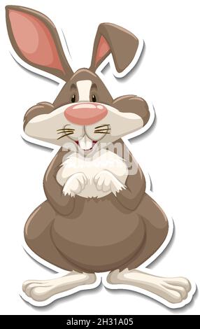 Rabbit cartoon character on white background illustration Stock Vector
