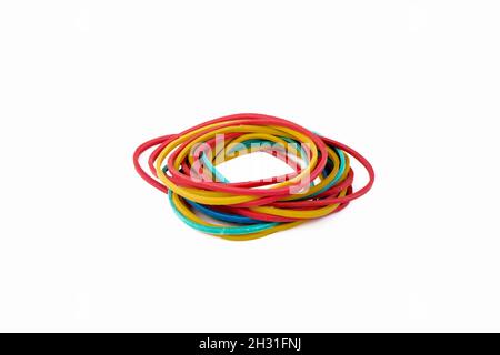 bank multicolored rubber bands for money, isolated on a white background. Stock Photo