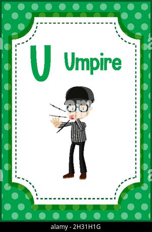 Alphabet flashcard with letter U for Umpire illustration Stock Vector