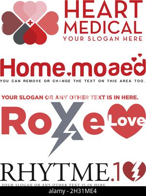 Modern cross health heart medical clinic logo design Stock Vector