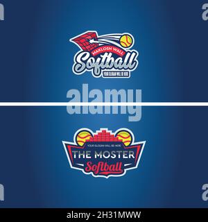 Modern club competition softball brick logo design Stock Vector