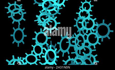 3d illustration - blue  gears Shapes Stock Photo