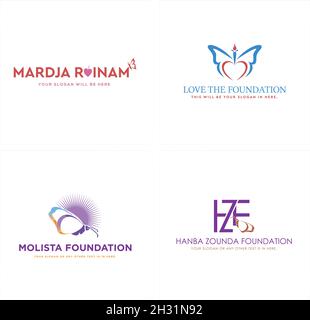 Modern nonprofit foundation charity torch butterfly logo design Stock Vector