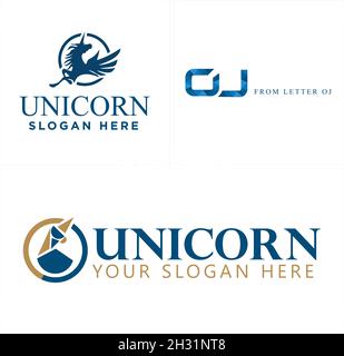 Modern business technology Mobile Apps unicorn logo design Stock Vector