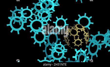 3d illustration - blue  gears Shapes Stock Photo