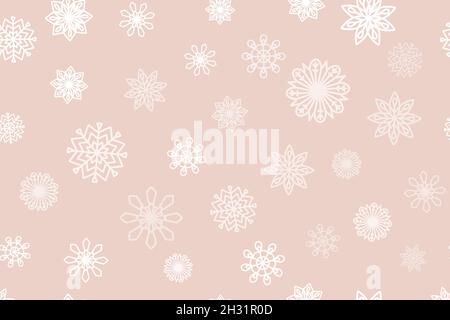 Christmas seamless pattern with snowflakes trendy pastel color, design for festive wrapping paper greeting card brochure Stock Vector