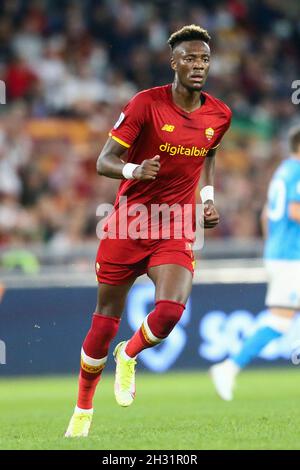 RomaÕs English forward Tammy Abraham looks during the Serie A football match between AS Roma and SSC Napoli at the Olimpico Stadium Roma, centre Italy, on October 24, 2021. Stock Photo