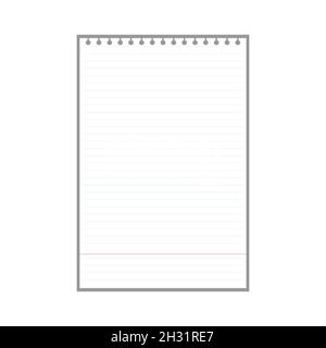 blank lined page sheet for notes with ring holes. Stock Vector