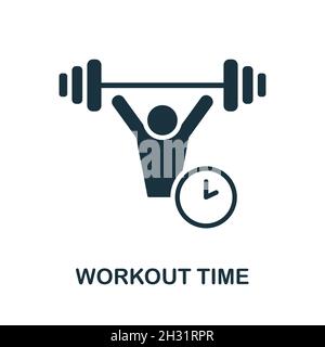 Workout Time icon. Monochrome sign from gym collection. Creative Workout Time icon illustration for web design, infographics and more Stock Vector