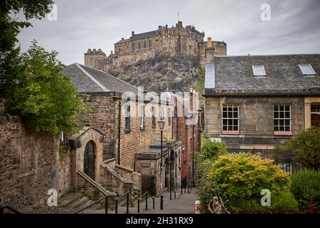 Edinburgh, Scotland, Heriot Bridge landmark view of the castle Stock Photo