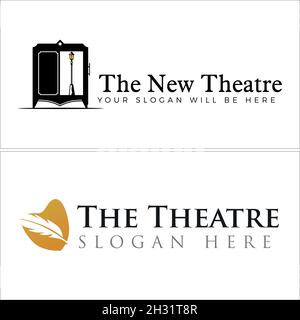 Modern Entertainment theatre cupboard feather logo design  Stock Vector