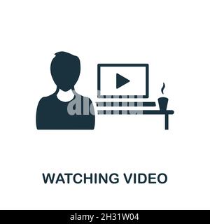 Watching Video icon. Monochrome sign from home rest collection. Creative Watching Video icon illustration for web design, infographics and more Stock Vector
