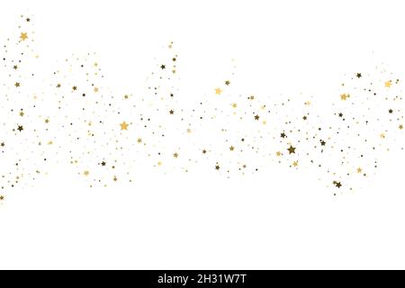 Light gold glitter confetti background. Golden stars Stock Vector