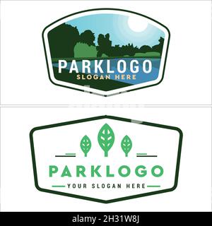 Modern park recreation family outdoor nature logo design Stock Vector