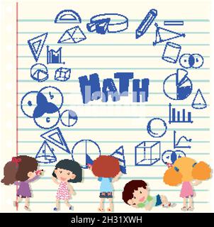 Doodle math formula with Mathematics font illustration Stock Vector