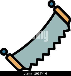 Two hand saw icon. Outline two hand saw vector icon color flat isolated Stock Vector