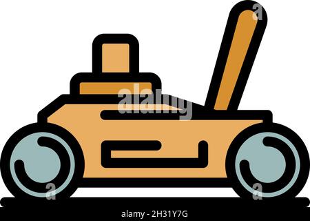 Car jack icon. Outline car jack vector icon color flat isolated Stock Vector