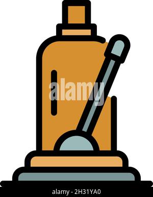 Hydraulic car jack icon. Outline hydraulic car jack vector icon color flat isolated Stock Vector