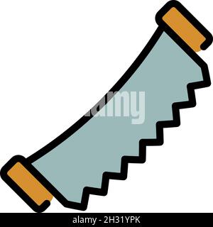 Two man saw icon. Outline two man saw vector icon color flat isolated Stock Vector
