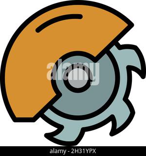 Protected circular saw icon. Outline protected circular saw vector icon color flat isolated Stock Vector