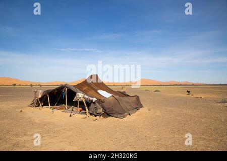 Haima camp in Sahara desert, forming a courtyard with carpets on the ...