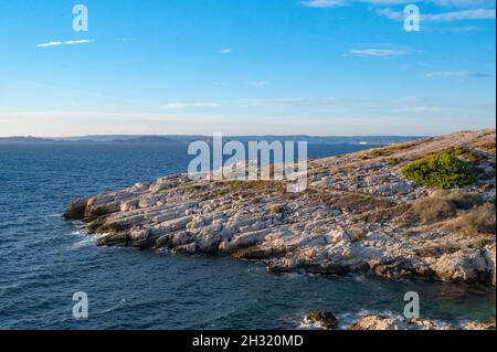 Viewing point of the Calanque Blanche on the road to Les Goudes, Marseille, France Stock Photo