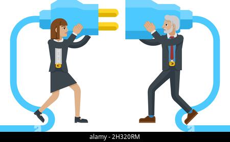 Connecting Plug Fitting Together Business Concept Stock Vector