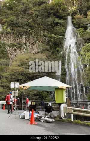 Kijimadaira , Nagano, Japan, 2021-24-10 , theTarudaki (rare waterfall) or Taru Waterfall in Kijimadaira. It is a once a year event, that attract local Stock Photo