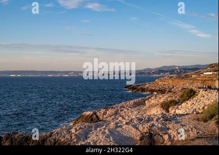 Viewing point of the Calanque Blanche on the road to Les Goudes, Marseille, France Stock Photo