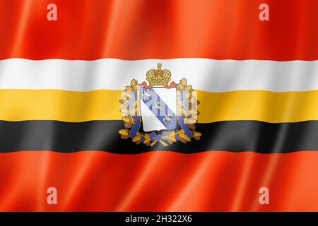 Kursk state - Oblast -  flag, Russia waving banner collection. 3D illustration Stock Photo