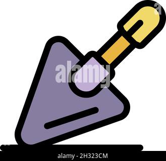 Tiler trowel icon. Outline tiler trowel vector icon color flat isolated Stock Vector