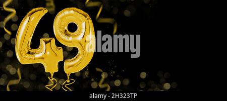 Golden balloons with copy space - Number 49 Stock Photo