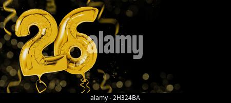 Golden balloons with copy space - Number 26 Stock Photo