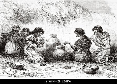 Illustration of lifestyle of the great Native American Indians of the ...
