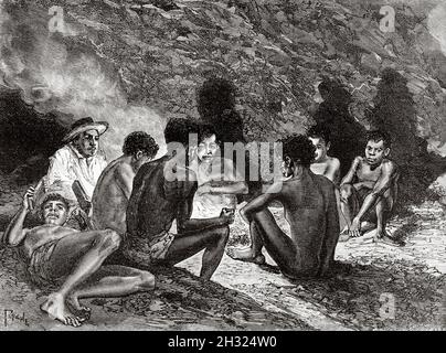 Campfire in the cave Stock Photo - Alamy