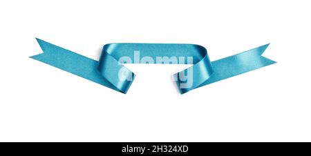 Light blue ribbon bow cut out and isolated on white background