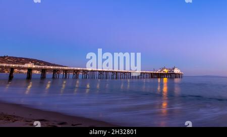 Sunset at Malibu Pier, California USA Stock Photo