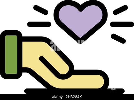 Keep respect heart icon. Outline keep respect heart vector icon color flat isolated Stock Vector