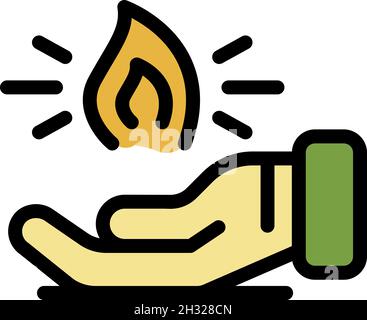 Keep fire responsibility icon. Outline keep fire responsibility vector icon color flat isolated Stock Vector