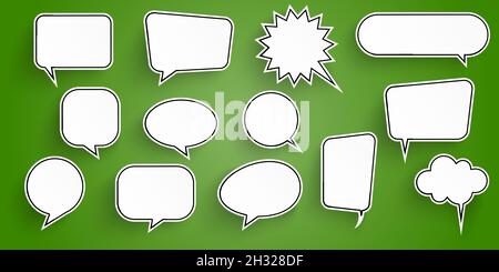 eos vector illustration collection of white speech bubbles with shadow looking like stickers on colored background Stock Vector